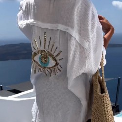 Evil Eye Casual Pailletten-PerlenhemdNeue Produktaktion