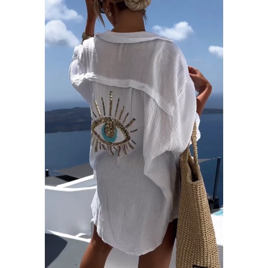 Evil Eye Casual Pailletten-PerlenhemdNeue Produktaktion