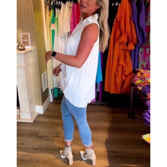 Heier Verkauf 49% RABATT- rmelloses, gerafftes Oberteil mit Revers