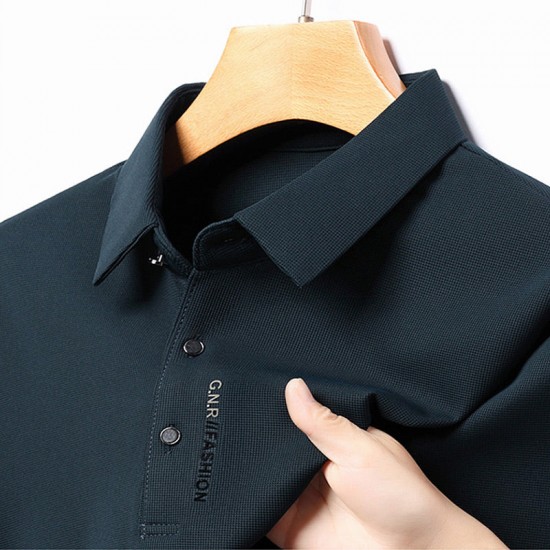 Einfarbiges Langarm-Revers-T-Shirt für Herren Kaufen Sie 2 Stück versandkostenfrei