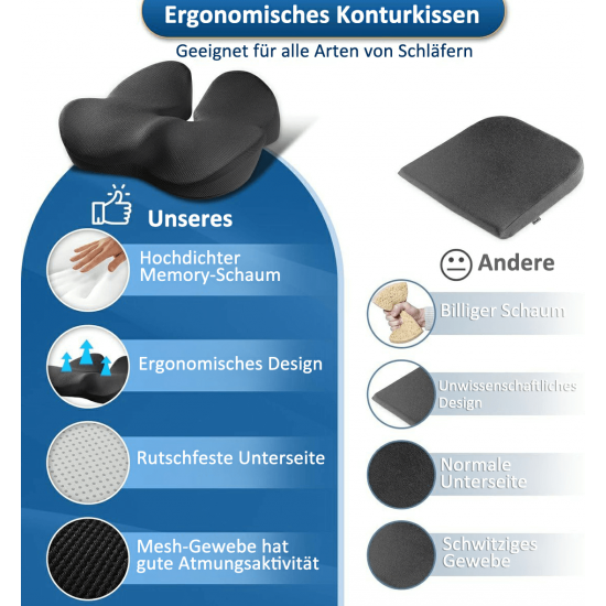 Ergonomisches Sitzkissen aus Memory-Schaumstoff