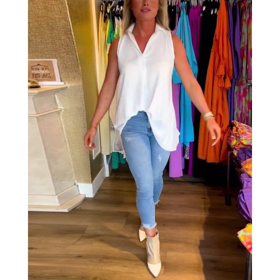 Heier Verkauf 49% RABATT- rmelloses, gerafftes Oberteil mit Revers