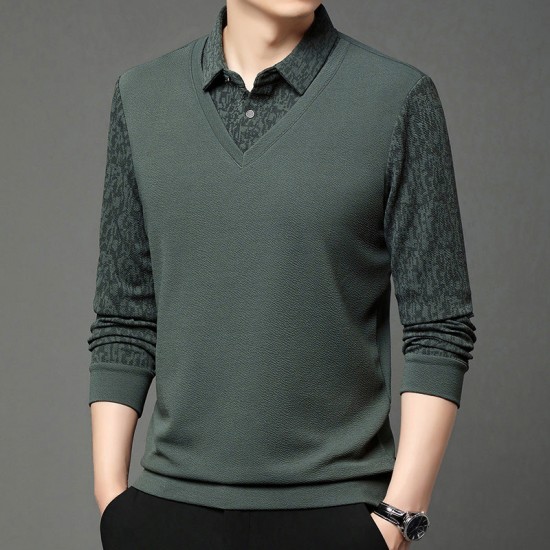 2-teiliges Langarmhemd für Herren in Layering-Optik