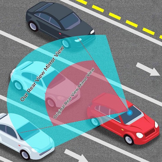  Breiter, gebogener Auto-Rückspiegel – Weitwinkel-Sichtfeld, einfache Montage & universelle Passform (Sichereres Fahren mit besserer Sicht!)