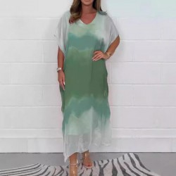  Bequemes, lssiges Chiffon-Dip-Dye-Kleid für Damen