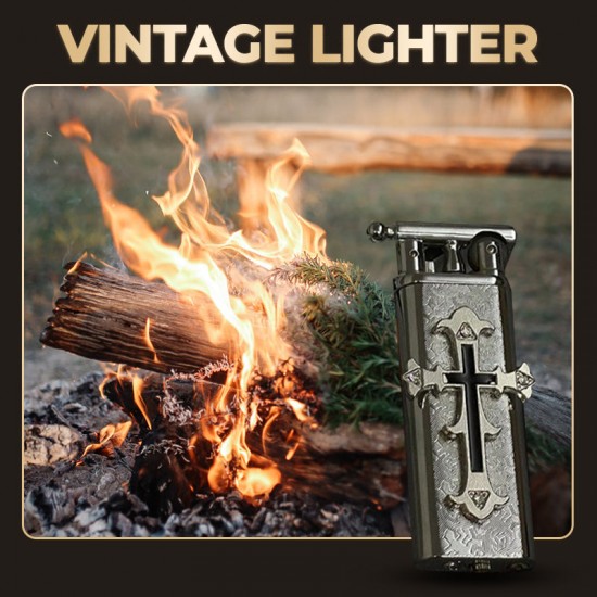 Heier Verkauf 50% Rabatt aufstilvolles Vintage-Feuerzeug mit Kreuz-Design
