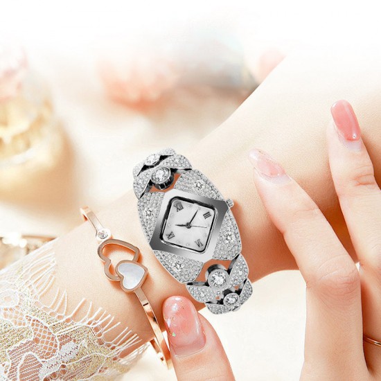  Begrenzte Zeit 50% Rabatt! Damen Retro Quarzuhr mit funkelnden Strasssteinen