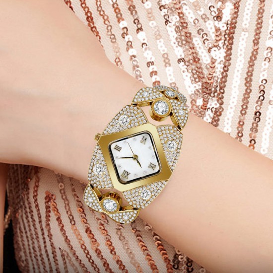  Begrenzte Zeit 50% Rabatt! Damen Retro Quarzuhr mit funkelnden Strasssteinen