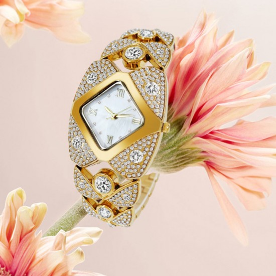  Begrenzte Zeit 50% Rabatt! Damen Retro Quarzuhr mit funkelnden Strasssteinen