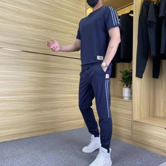 Herren High Stretch Kurzarm-Top  Jogginghose 2er-Set