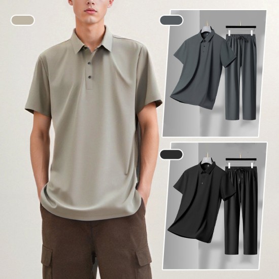 Atmungsaktiver Freizeit-Zweiteiler für Herren: Kurzarmhemd und Hose