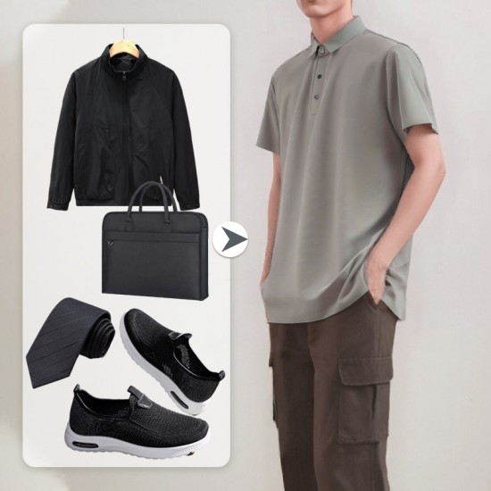 Atmungsaktiver Freizeit-Zweiteiler für Herren: Kurzarmhemd und Hose