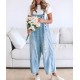 SOMMERANGEBOT - 50% RABATTSüe Damen-Latzhose im Jumpsuit-Stil aus Destroyed Denim mit Knpfen