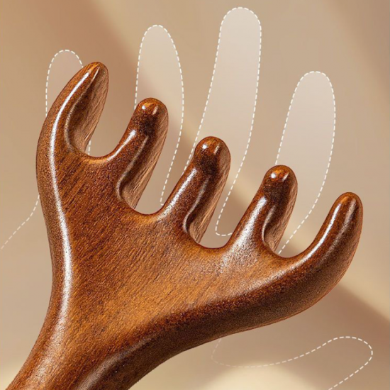 Massagekamm aus Holz zur Kopfmassage und Gua Sha