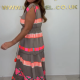 2025 Neu eingetroffen Damen lockeres V-Ausschnitt Vintage Streifenmuster rmelloses Kleid
