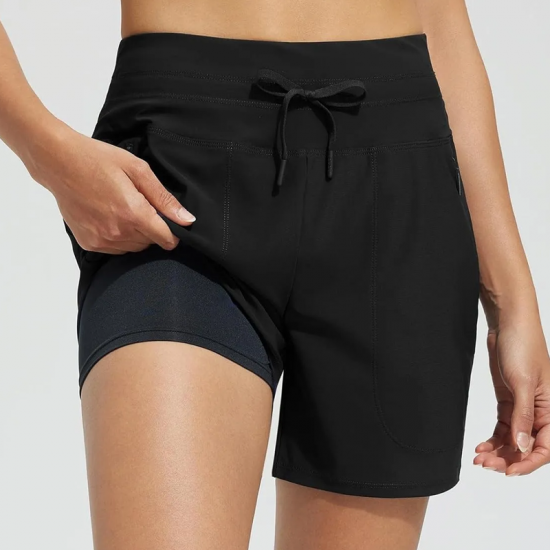 Zeitlich begrenzter RabattSchnell trocknende Badeshorts mit hoher Taille für Frauen