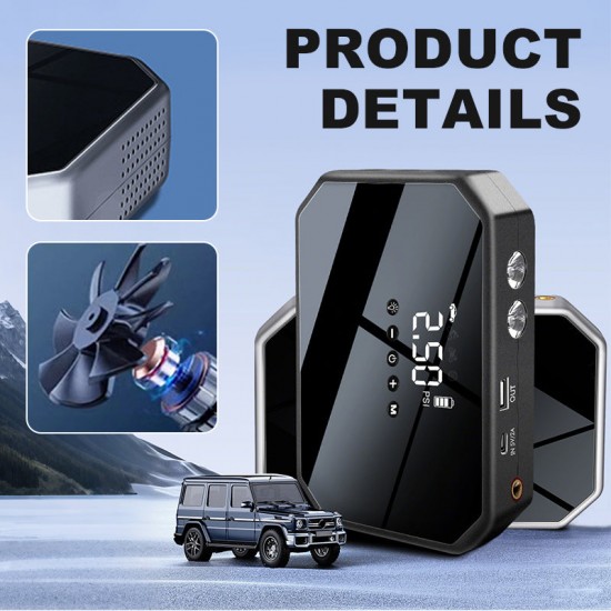 Starthilfe-Powerbank mit integriertem Kompressor für Autos