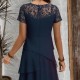 Elegantes Damen-Midikleid in A-Linie mit mehrlagigem Mesh