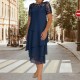 Elegantes Damen-Midikleid in A-Linie mit mehrlagigem Mesh