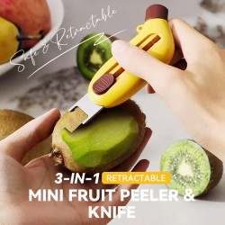 3-in-1-Mini-Obstschler und -Messer mit einziehbarer Klinge